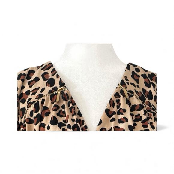 Lane Bryant Top Womens Plus 22/24 Animal Print Cowl Draped Neck Rouched Blouse - Picture 3 of 11